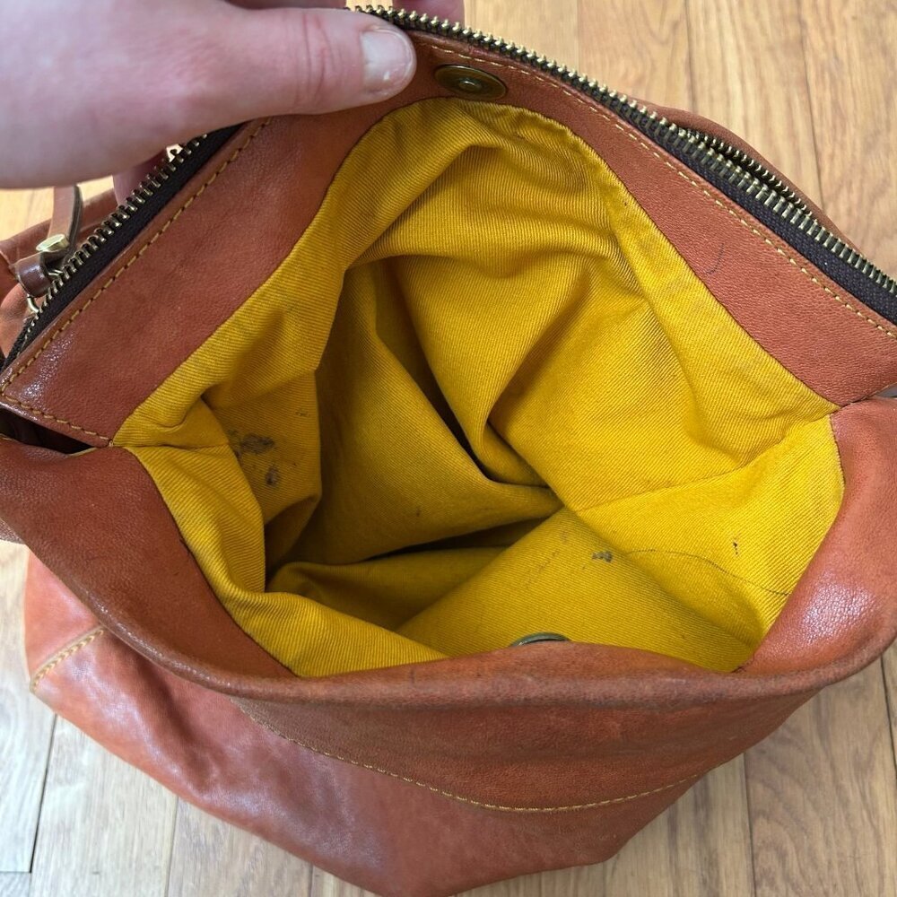 Leather Hobo Shoulder Bag - Rust Orange - Picture 7 of 11